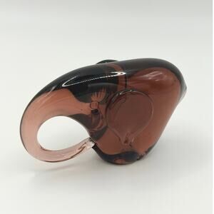 Cranberry Smoke Art Glass Elephant Figurine Hand Blown Style Mini 3.75"